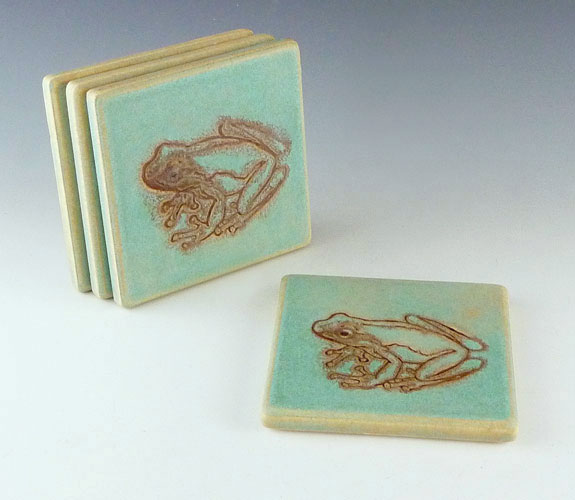 Set of 4 frog coasters by John McCuistion